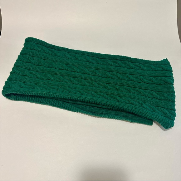 Vtg Mickey Disney Cable Knit Green Scarf w Patch - Picture 5 of 8